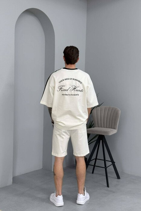 SET T-SHIRT ME SHKRIME TE VOGLA + TUTA TE SHKURTRA PER MESHKUJ NE NGJYRE TE BARDHE - 3
