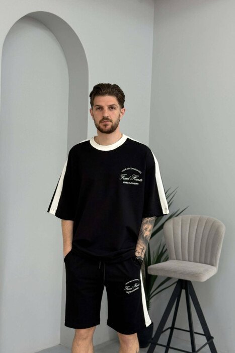 SET T-SHIRT ME SHKRIME TE VOGLA + TUTA TE SHKURTRA PER MESHKUJ NE NGJYRE TE ZEZE - 2