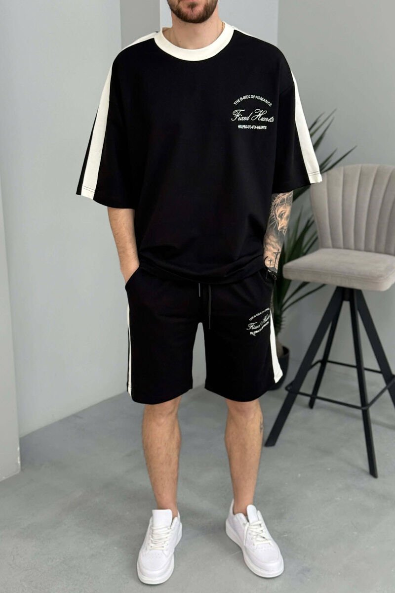 SET T-SHIRT ME SHKRIME TE VOGLA + TUTA TE SHKURTRA PER MESHKUJ NE NGJYRE TE ZEZE - 3