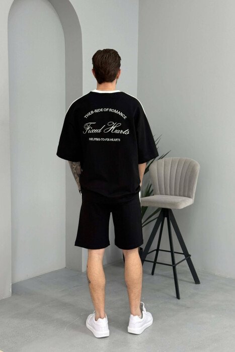 SET T-SHIRT ME SHKRIME TE VOGLA + TUTA TE SHKURTRA PER MESHKUJ NE NGJYRE TE ZEZE - 4