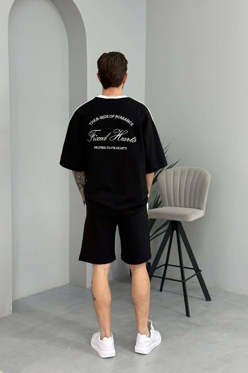 SET T-SHIRT ME SHKRIME TE VOGLA + TUTA TE SHKURTRA PER MESHKUJ NE NGJYRE TE ZEZE - 4