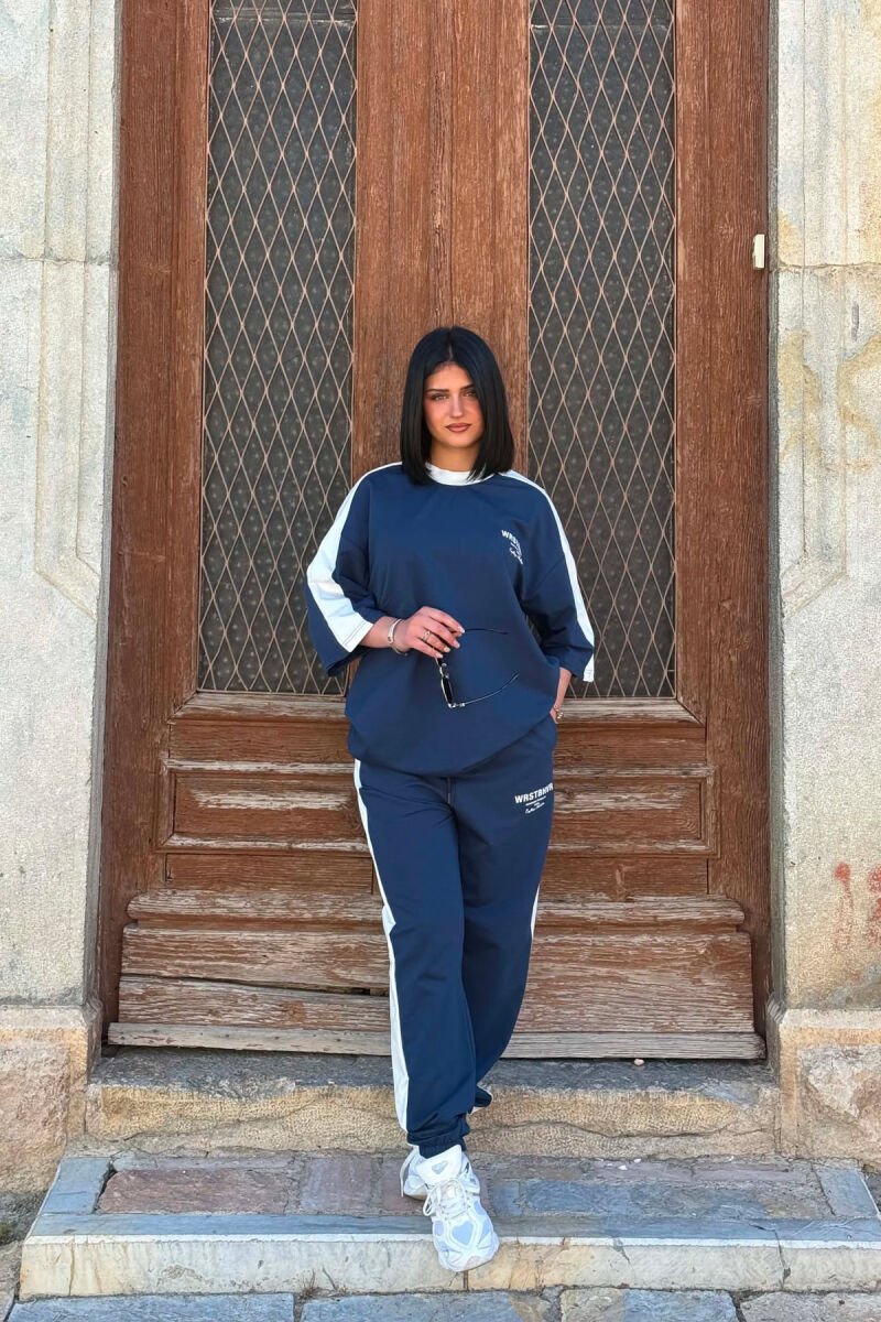 SET T-SHIRT ME SHKRIME + TUTA PER FEMRA NE NGJYRE BLU - 1