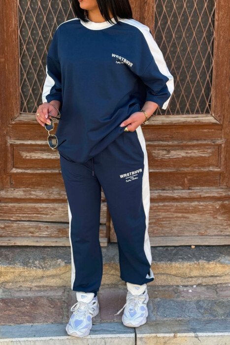 SET T-SHIRT ME SHKRIME + TUTA PER FEMRA NE NGJYRE BLU - 2