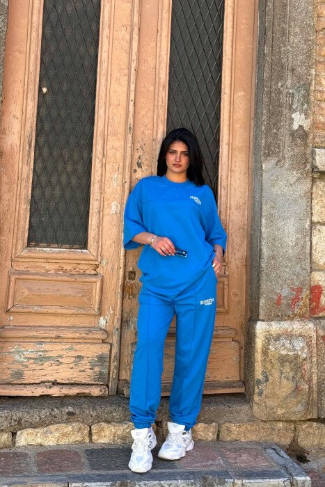 SET T-SHIRT ME SHKRIME + TUTA PER FEMRA NE NGJYRE BLU E ZBARDHUR - 3