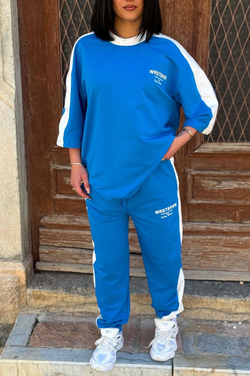 SET T-SHIRT ME SHKRIME + TUTA PER FEMRA NE NGJYRE BLU TE ZBARDHUR - 3