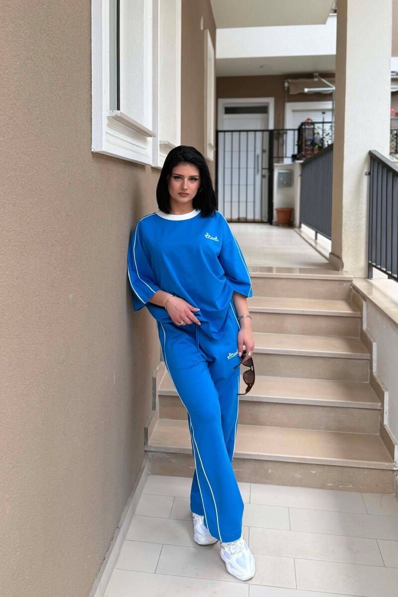 SET T-SHIRT ME SHKRIME + TUTA PER FEMRA NE NGJYRE BLU TE ZBARDHUR - 1
