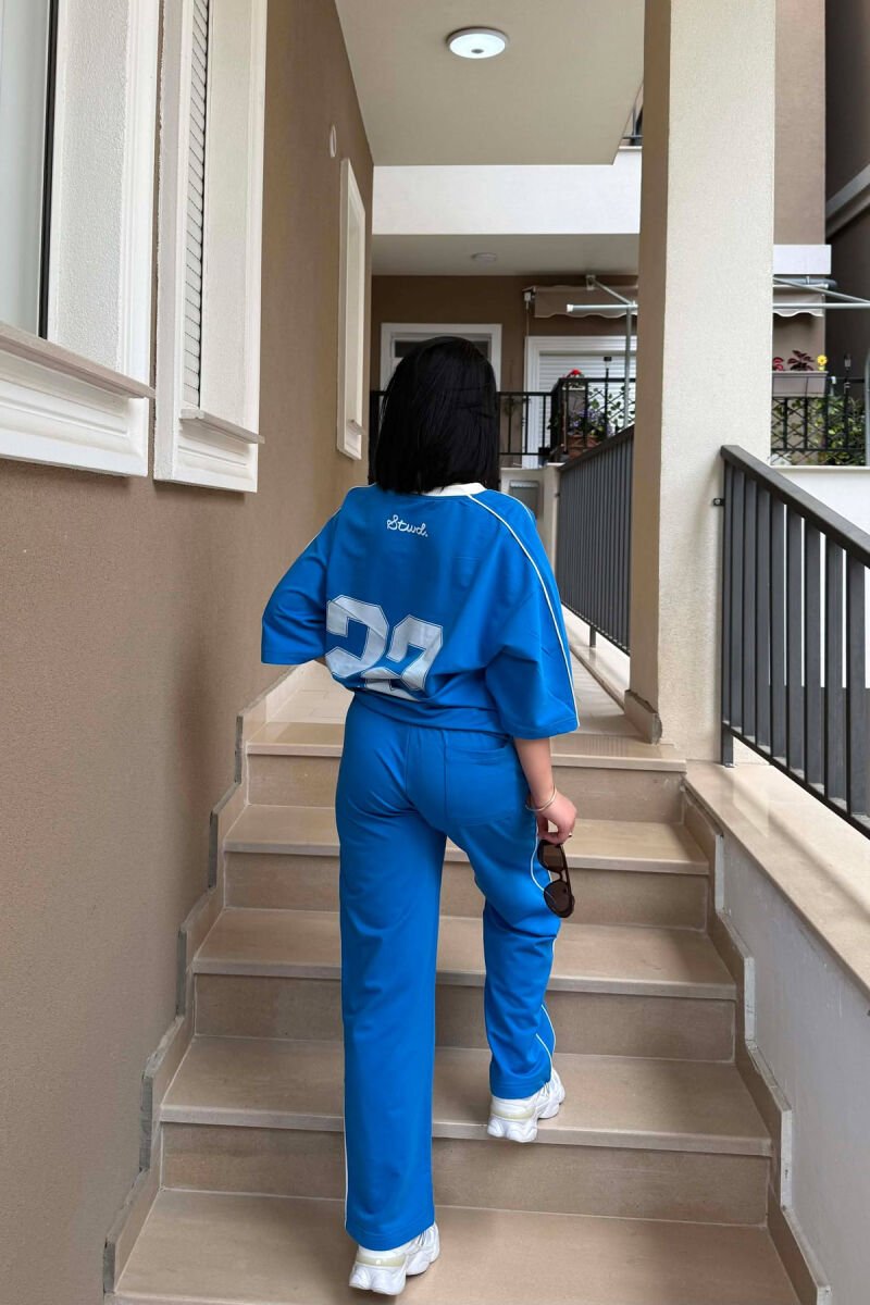 SET T-SHIRT ME SHKRIME + TUTA PER FEMRA NE NGJYRE BLU TE ZBARDHUR - 2
