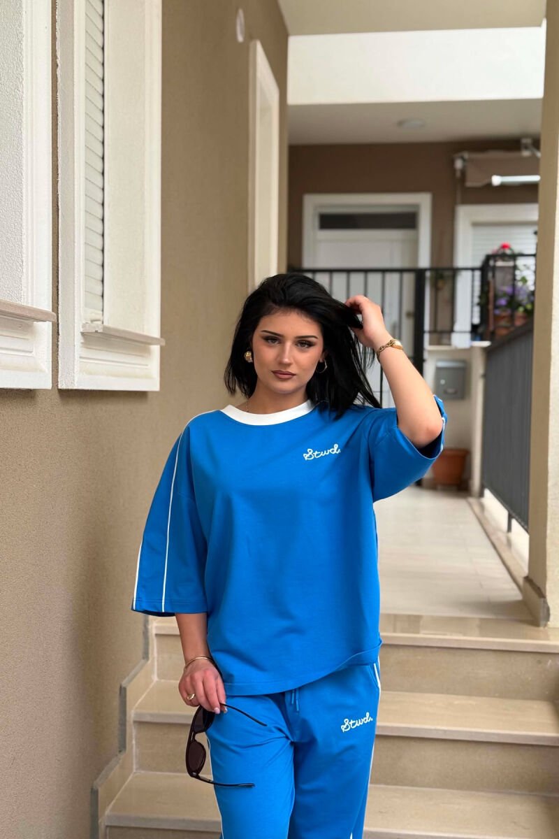 SET T-SHIRT ME SHKRIME + TUTA PER FEMRA NE NGJYRE BLU TE ZBARDHUR - 4