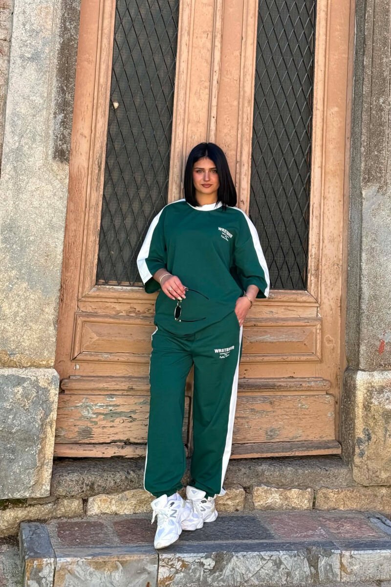 SET T-SHIRT ME SHKRIME + TUTA PER FEMRA NE NGJYRE JESHILE - 1