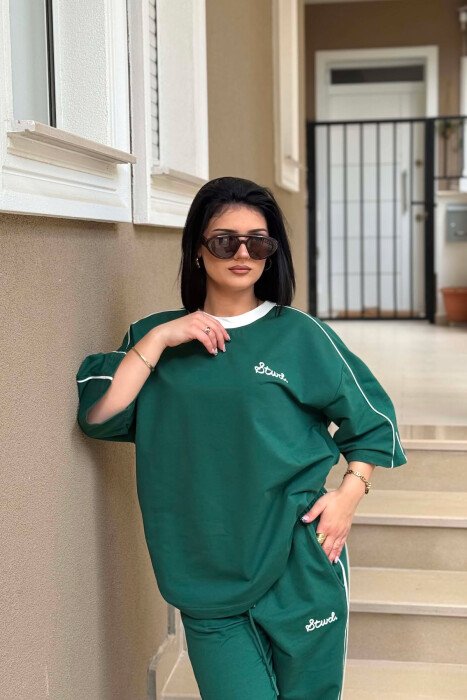 SET T-SHIRT ME SHKRIME + TUTA PER FEMRA NE NGJYRE JESHILE - 3