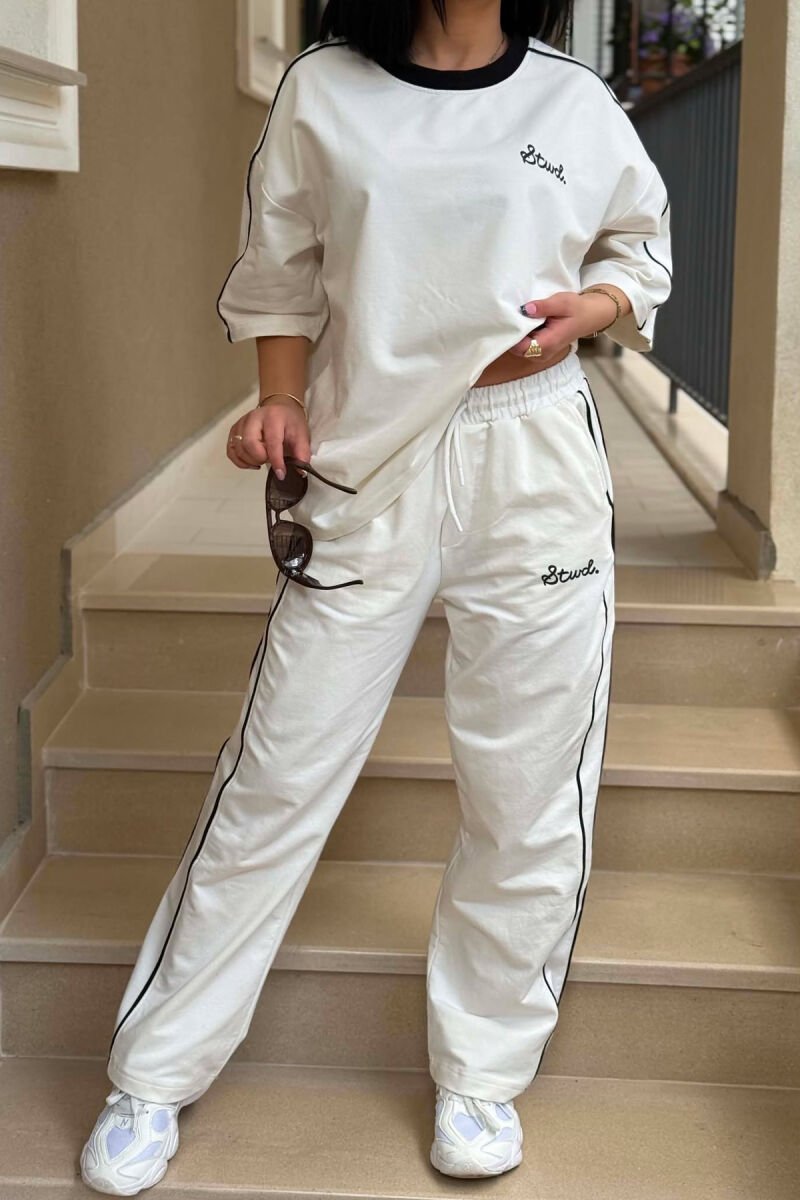 SET T-SHIRT ME SHKRIME + TUTA PER FEMRA NE NGJYRE KREM - 2