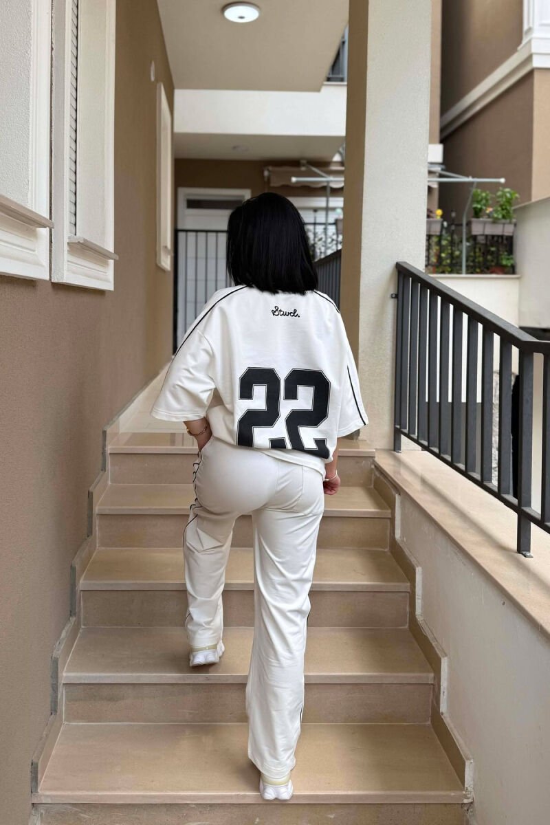 SET T-SHIRT ME SHKRIME + TUTA PER FEMRA NE NGJYRE KREM - 3