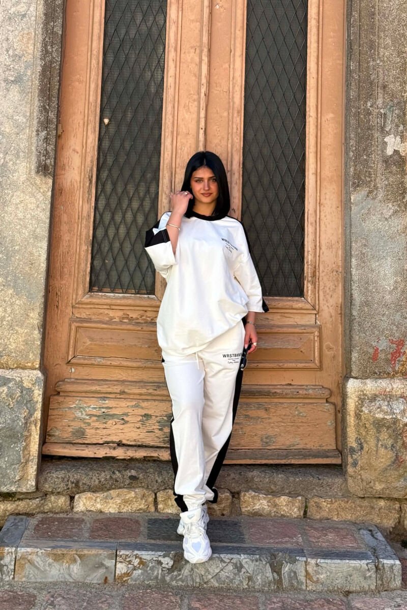 SET T-SHIRT ME SHKRIME + TUTA PER FEMRA NE NGJYRE TE BARDHE - 3