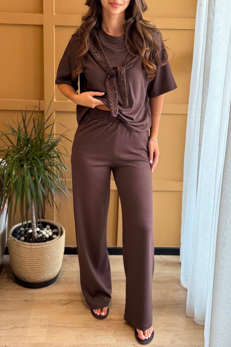 SET T-SHIRT+TUTA PER FEMRA NE NGJYRE KAFE - 3