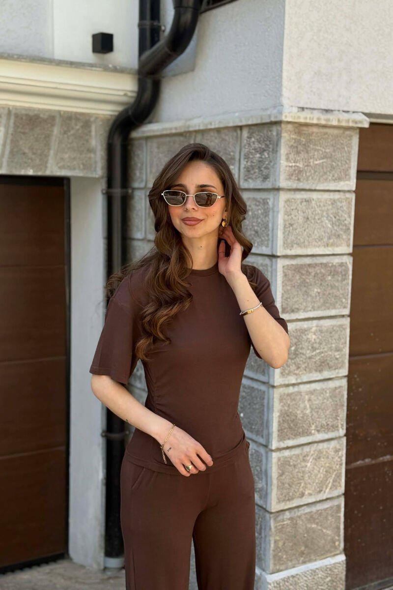 SET T-SHIRT+ TUTA PER FEMRA NE NGJYRE KAFE - 3