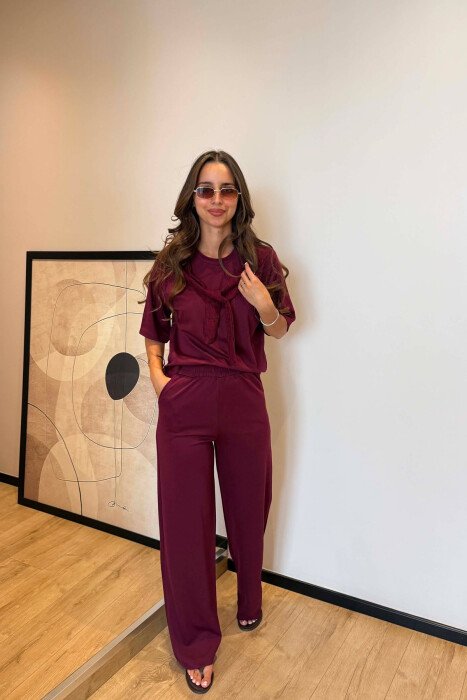 SET T-SHIRT+TUTA PER FEMRA NE NGJYRE VISHNJE 