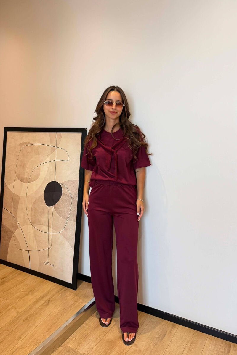 SET T-SHIRT+TUTA PER FEMRA NE NGJYRE VISHNJE - 2