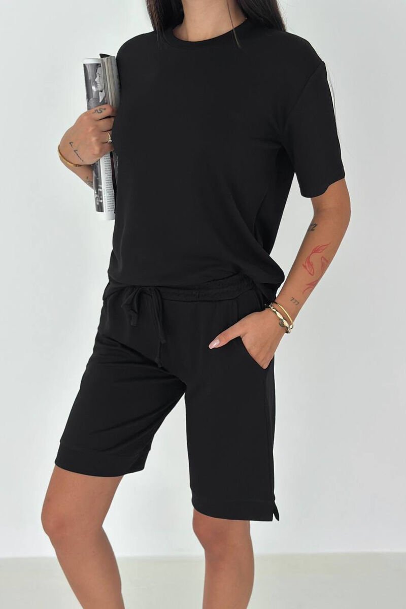 SET T-SHIRT+ TUTA TE SHKURTA PER FEMRA NE NGJYRE TE ZEZE - 4