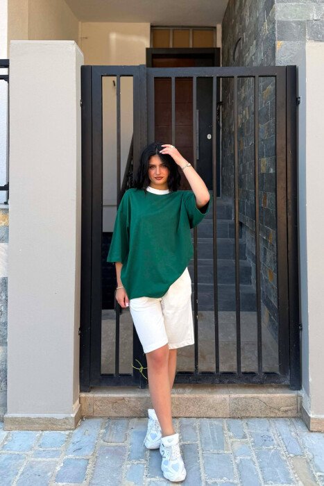 SET T-SHIRT + TUTA TE SHKURTRA PER FEMRA NE NGJYRE JESHILE - KLAUDIO FASHION