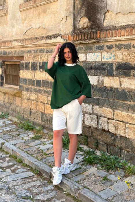 SET T-SHIRT + TUTA TE SHKURTRA PER FEMRA NE NGJYRE JESHILE TE ERRET - 2