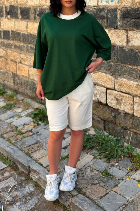 SET T-SHIRT + TUTA TE SHKURTRA PER FEMRA NE NGJYRE JESHILE TE ERRET - 4