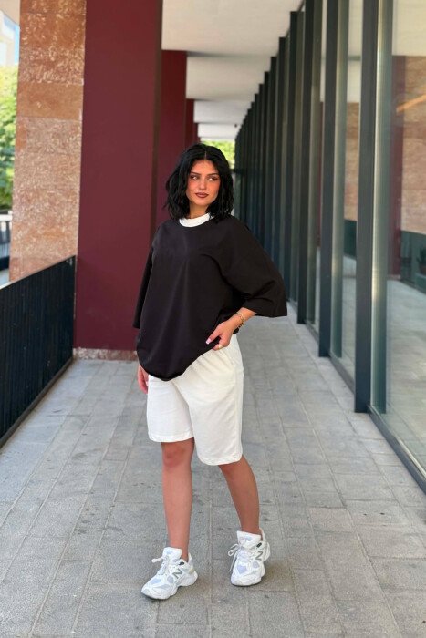 SET T-SHIRT + TUTA TE SHKURTRA PER FEMRA NE NGJYRE TE ZEZE - 2
