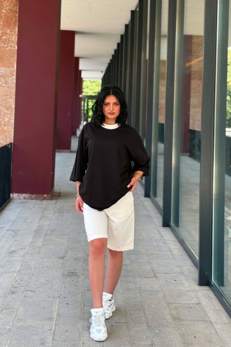 SET T-SHIRT + TUTA TE SHKURTRA PER FEMRA NE NGJYRE TE ZEZE - 3