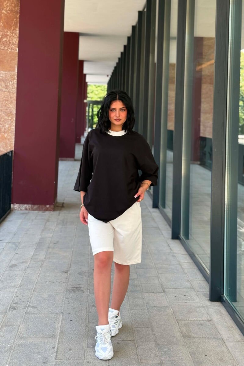 SET T-SHIRT + TUTA TE SHKURTRA PER FEMRA NE NGJYRE TE ZEZE - 3
