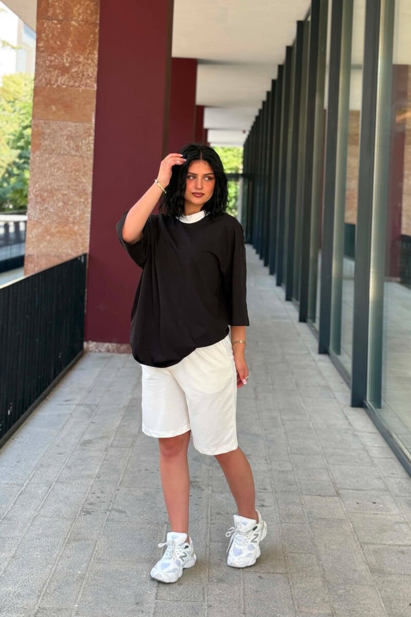 SET T-SHIRT + TUTA TE SHKURTRA PER FEMRA NE NGJYRE TE ZEZE - 4