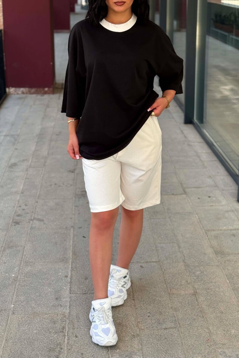 SET T-SHIRT + TUTA TE SHKURTRA PER FEMRA NE NGJYRE TE ZEZE - 6