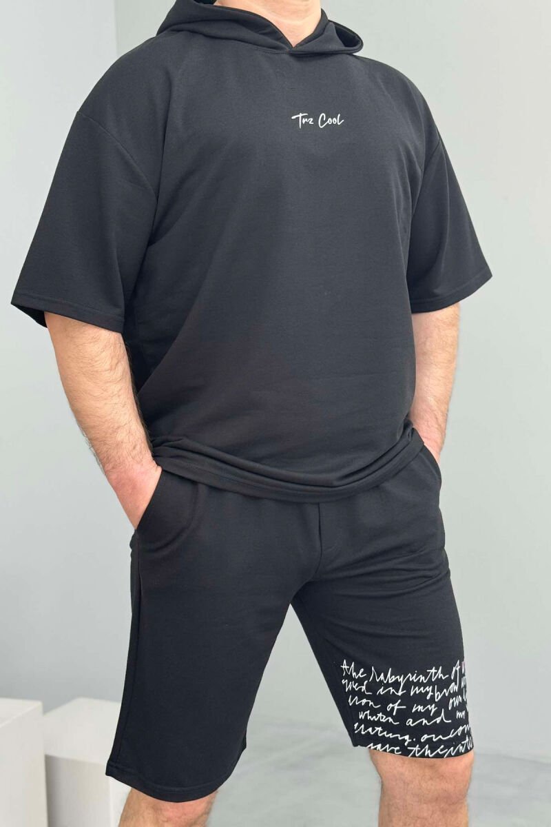 SET T-SHIRT+TUTA TË SHKURTRA PËR MESHKUJ NË NGJYRË E ZEZË - 2