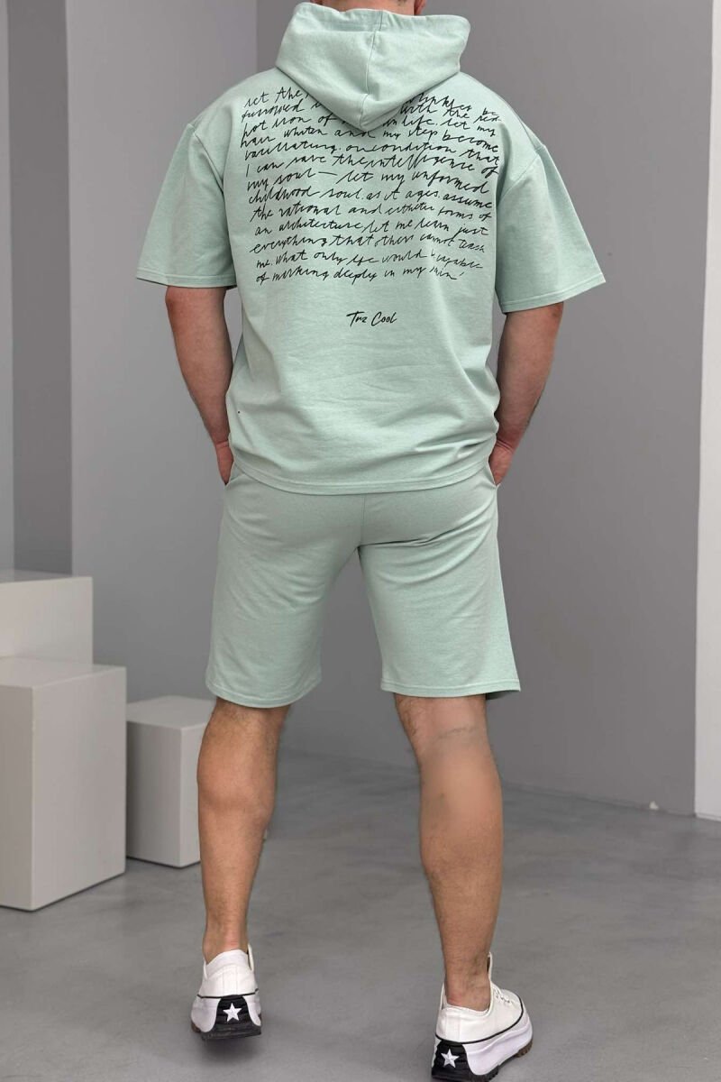 SET T-SHIRT+TUTA TË SHKURTRA PËR MESHKUJ NË NGJYRË MENTE - 3