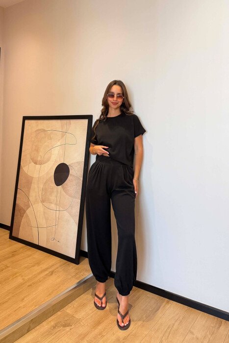 SET T-SHIRT+TUTA PER FEMRA NE NGJYRE TE ZEZE - KLAUDIO FASHION