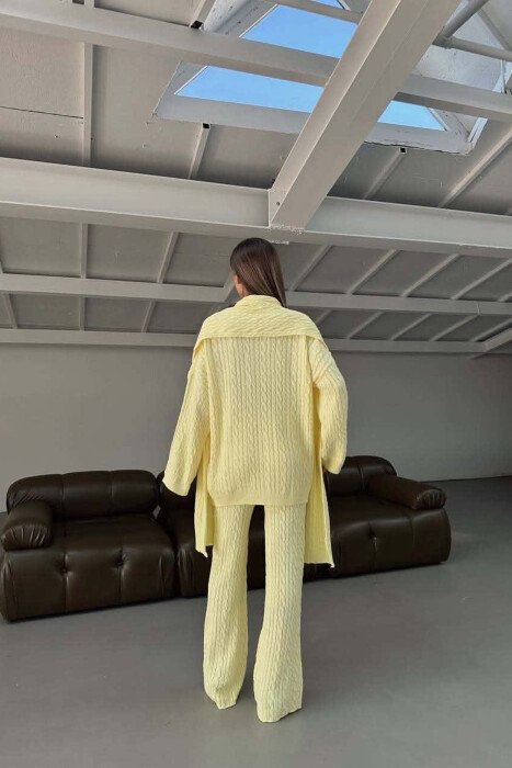 SCARF DETAIL SWEATER +TROUSERS WOMAN SET YELLOW/E VERDHE - 5