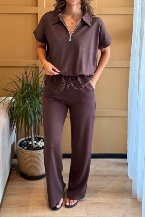 SET T-SHIRT+PANTALLONA PER FEMRA NE NGJYRE KAFE - 4