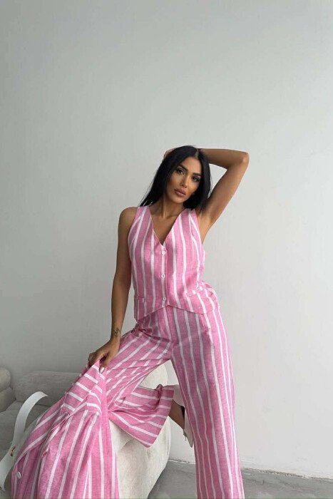 SET XHAKETE+ JELEK+PANTALLONA ME VIJA PER FEMRA NE NGJYRE ROZE - 4
