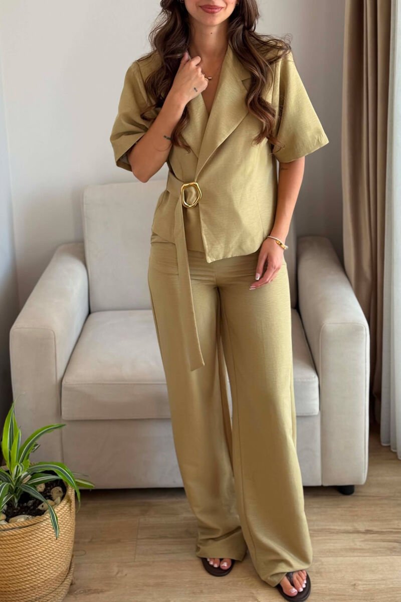 SET XHAKETE ME MENGE TE SHKURTRA ME DETAJIN GOLD + PANTALLONA PER FEMRA NE NGJYRE ULLI - 5
