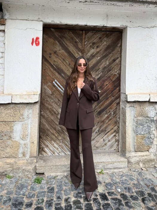 SET XHAKETE + PANTALLONA PER FEMRA NE NGJYRE KAFE TE ERRET - KLAUDIO FASHION