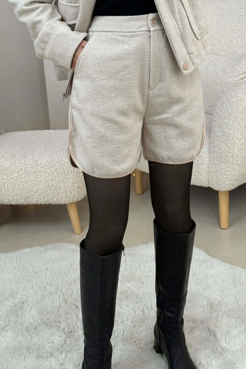 SET XHAKETE+PANTALLONA TE SHKURTA ME VIJA PER FEMRA NE NGJYRE BEZHE - 4