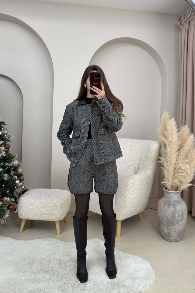 SET XHAKETE+PANTALLONA TE SHKURTA ME VIJA PER FEMRA NE NGJYRE TE ZEZE - 2