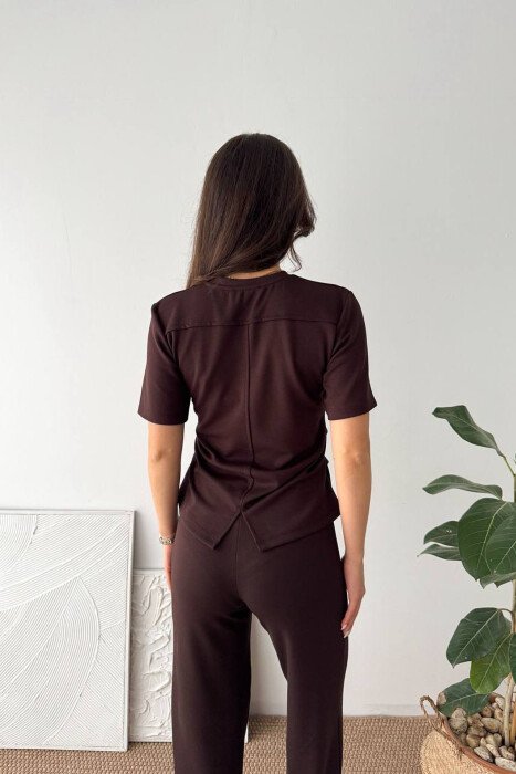 SET T-SHIRT+ TUTA PER FEMRA NE NGJYRE KAFE - 4