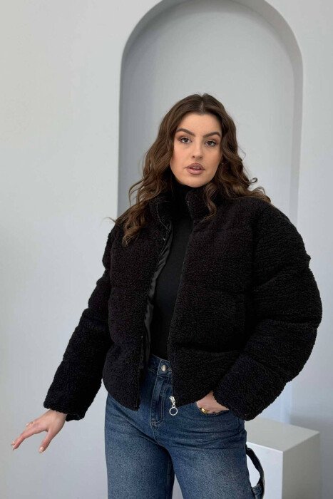 SHEEPSKIN SIMPLE WOMEN JACKET BLACK/ E ZEZE - KLAUDIO FASHION