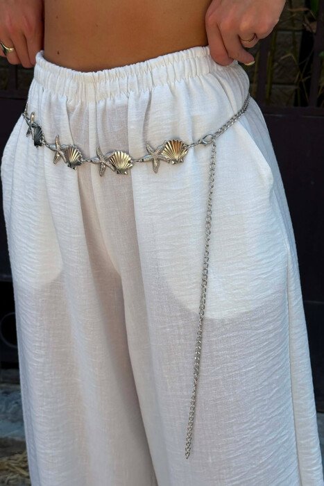 SHELL & STAR FISH DETAILS WOMAN BELT CHAIN SILVER/ARGJEND - 2