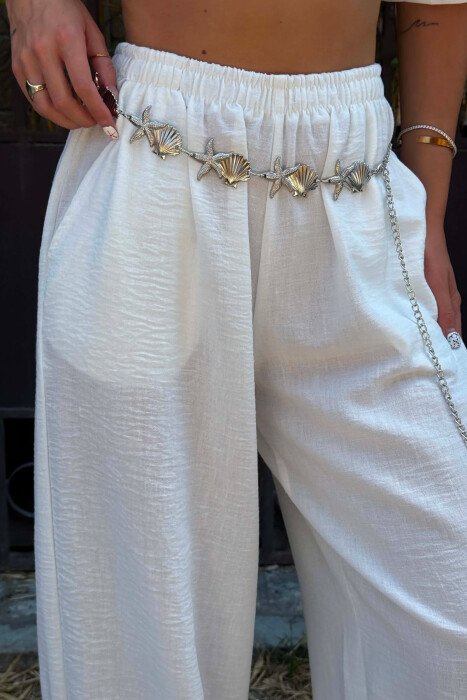 SHELL & STAR FISH DETAILS WOMAN BELT CHAIN SILVER/ARGJEND - 3