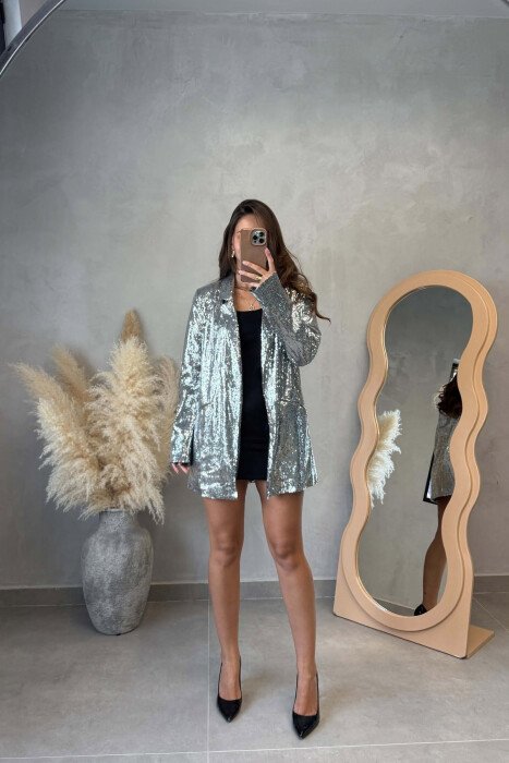 SHINNY CLASSIC ONE COLOR WOMEN JACKET SILVER/ARGJEND - 2