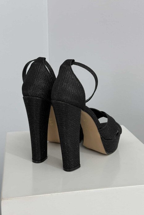 SHINNY HIGH HEEL WOMEN SANDALS BLACK/ E ZEZE - 5