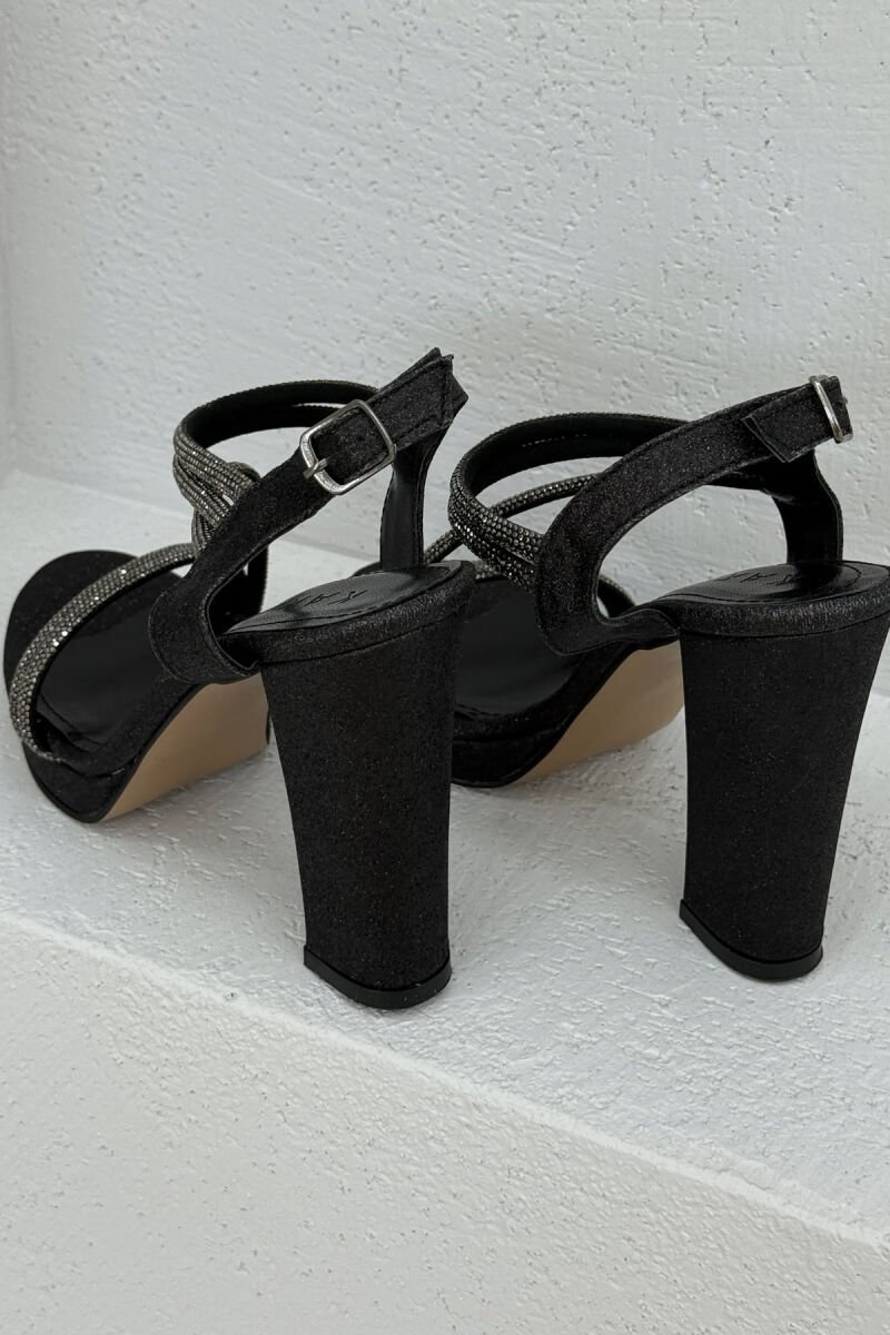 SHINNY HIGH HEEL WOMEN SANDALS BLACK/ E ZEZE - 2