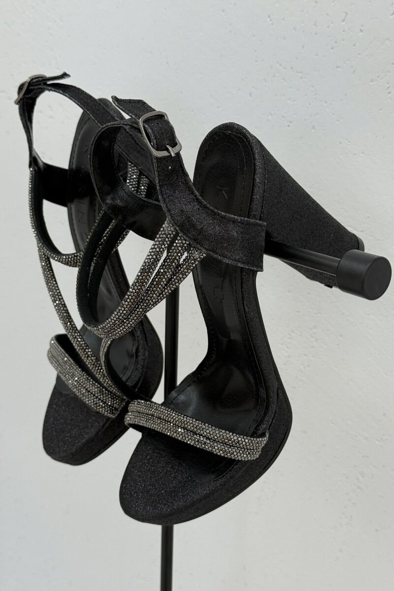 SHINNY HIGH HEEL WOMEN SANDALS BLACK/ E ZEZE - 3