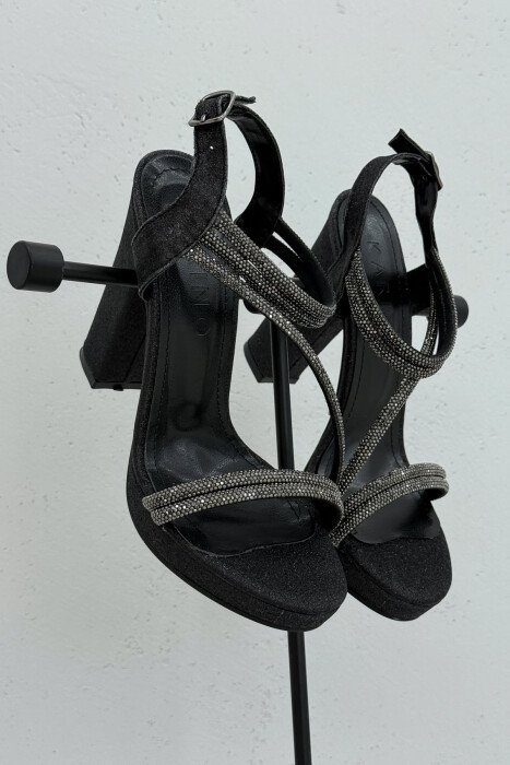 SHINNY HIGH HEEL WOMEN SANDALS BLACK/ E ZEZE - 1