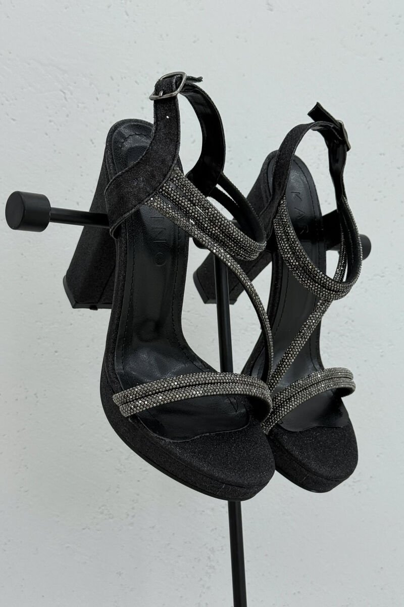 SHINNY HIGH HEEL WOMEN SANDALS BLACK/ E ZEZE - 1